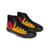 Women's Sneakers - Devil Flame Design, Gothic Footwear for Edgy Style