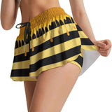 Kawaii Heaven Women's Cute Bee Honey Drip Sport Skorts with Pockets