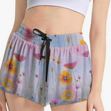 Women's Pastel Wildflower Sport Skort with Pockets Athletic Skirt Shorts Summer Outfit