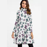 Kawaii Heaven Women's Whimsical Butterflies Turtleneck Swing Dress for Autumn