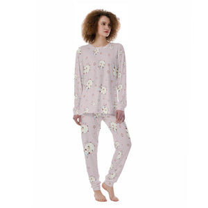 Kawaii Bear Print Women's Pajamas Set - Soft & Comfortable Long Sleeve Sleepwear with Pants