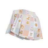 Kawaii Heaven Women's Pastel Critter Print Skorts with Pockets | Sporty & Fashionable
