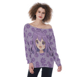 Anime Women's Oversized Off-Shoulder Sweatshirt - Scuba Fabric | All Seasons