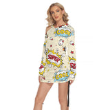 Kawaii Heaven Women's One-Shoulder Ruched Bodycon Dress with Comic Print