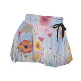 Women's Pastel Wildflower Sport Skort with Pockets Athletic Skirt Shorts Summer Outfit
