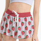 Strawberry Print Sport Skort with Phone Pocket for Women