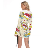 Kawaii Heaven Women's One-Shoulder Ruched Bodycon Dress with Comic Print