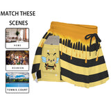 Kawaii Heaven Women's Cute Bee Honey Drip Sport Skorts with Pockets