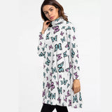 Kawaii Heaven Women's Whimsical Butterflies Turtleneck Swing Dress for Autumn