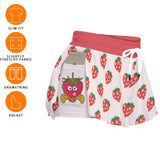 Strawberry Print Sport Skort with Phone Pocket for Women