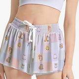 Kawaii Heaven Women's Pastel Critter Print Skorts with Pockets | Sporty & Fashionable