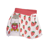 Strawberry Print Sport Skort with Phone Pocket for Women