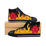 Women's Sneakers - Devil Flame Design, Gothic Footwear for Edgy Style
