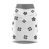 Skull Flower Heart Women's Pencil Skirt, Floral Goth Midi Skirt, Alternative Clothing, Black Lace Printed Skirt, Day of the Dead Fashion