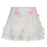 Ruffle A-line Kawaii Skirt with Pink Bow