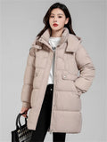 Down Cotton Coat Winter New Fashion Long Loose Detachable Hooded Parkas Jacket