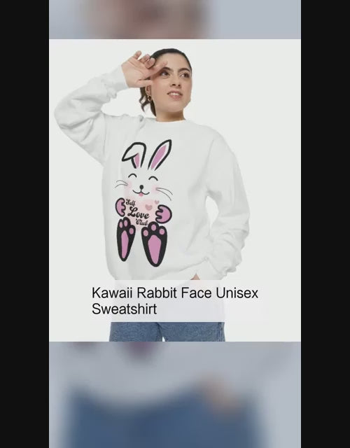 Kawaii Rabbit Face Unisex Sweatshirt, Self Love Club, Cute Jumper, Pastel Bunny Shirt, Cozy Pullover, Gift for Rabbit Lovers