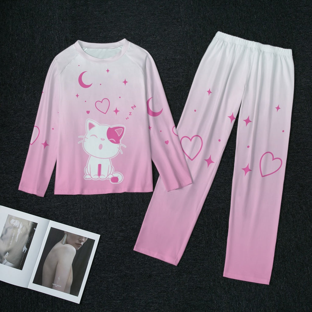 Pink Sleepy Cat Pajama Set