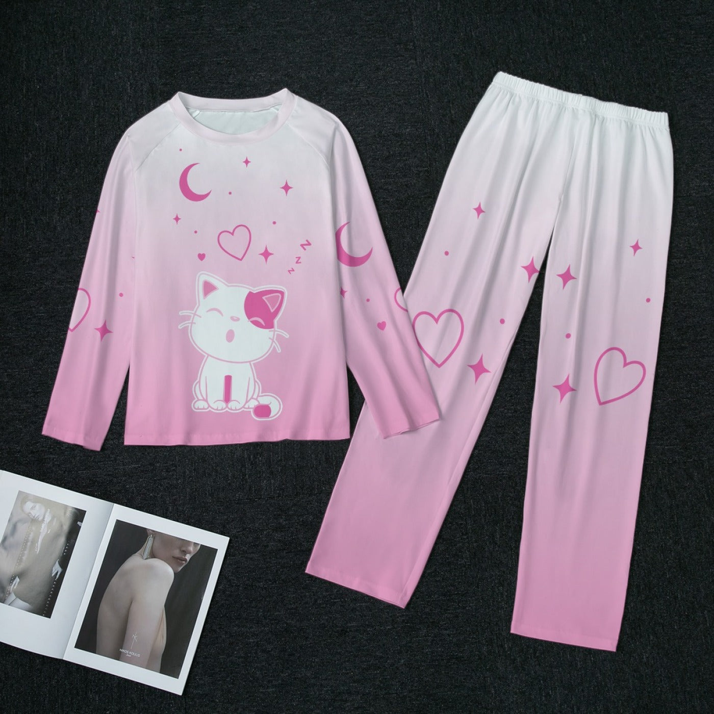 Pink Sleepy Cat Pajama Set