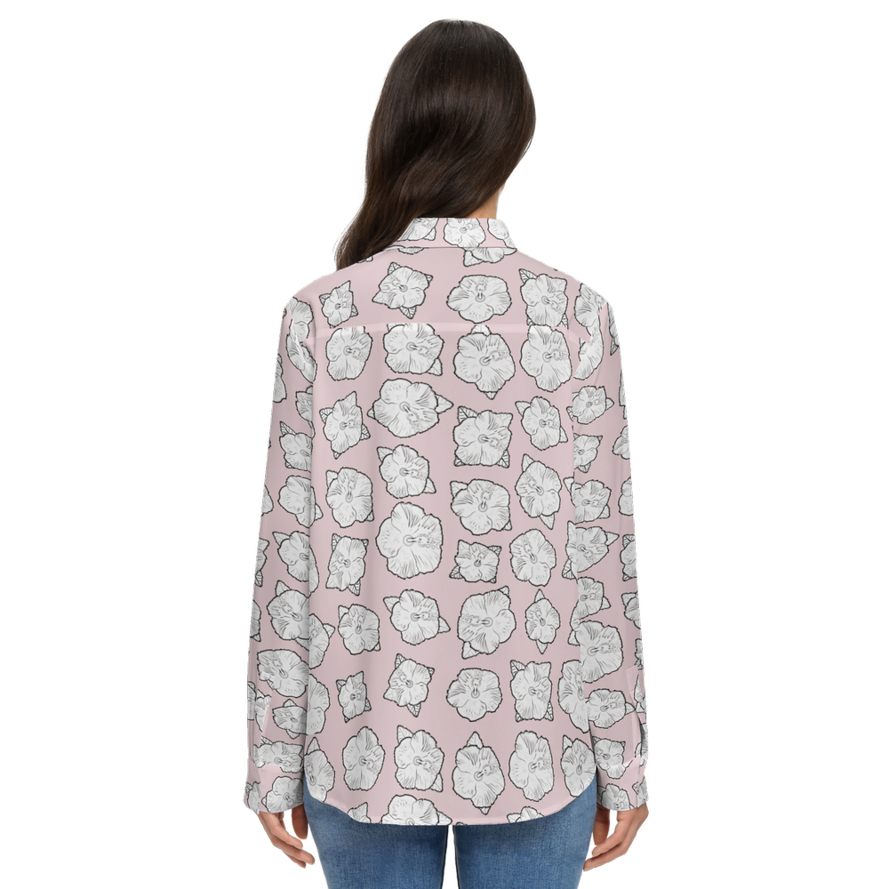 Elegant Poppy Pink Women’s Button-Up Shirt – Silky Touch, Eco-Friendly Fabric