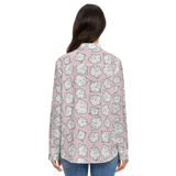 Elegant Poppy Pink Women’s Button-Up Shirt – Silky Touch, Eco-Friendly Fabric