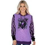 Kawaii Heaven Purple Lightning Heart Gothic Graphic Pullover Hoodie