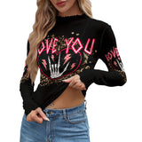 Love You Gothic Mesh Long Sleeve – Sheer Statement Top