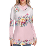Floral Heap Neck Tunic Blouse – Long Sleeve Slim Fit Top for Women