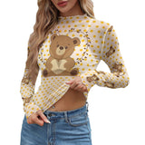 Teddy Bear Mesh Long Sleeve Top – Sheer Kawaii Style