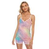 Pastel Galaxy Romper – Backless Summer Lounge Playsuit