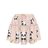Kawaii Heaven Women's Panda Print Ruffled Mini Skirt, A-Line High Waist Skater Skirt