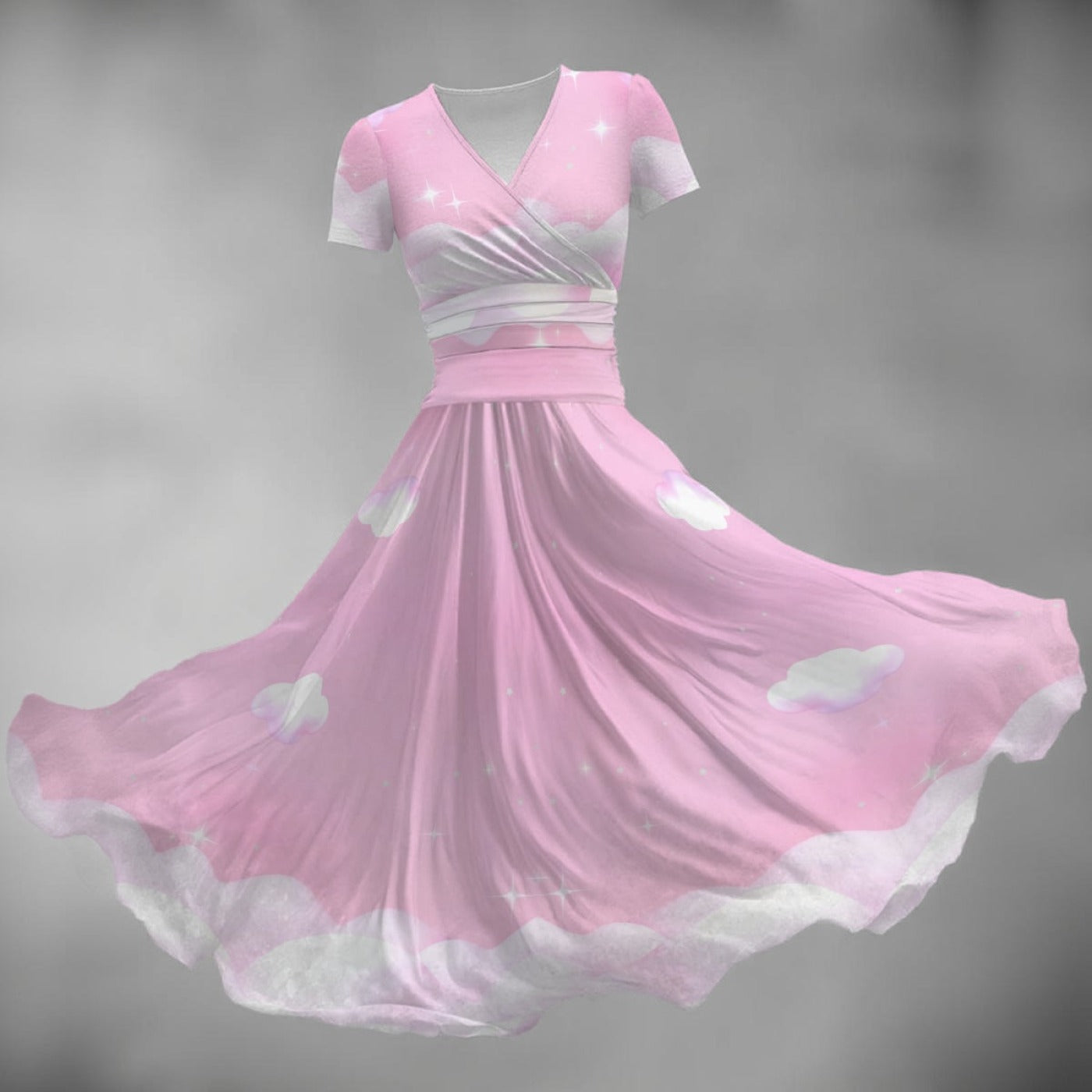 Pastel Pink Cloud Celestial Midi Dress
