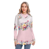 Floral Heap Neck Tunic Blouse – Long Sleeve Slim Fit Top for Women