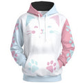 Pastel Cat Hoodie with Paw Prints – Cozy Colorblock Hoodie | 310GSM Cotton