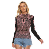 Kawaii Heaven Women's Pink Butterfly Mesh Crop Top - Sexy Aesthetic Long Sleeve Shirt