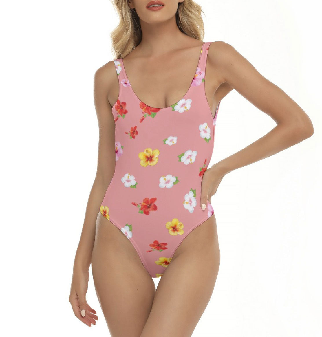 Floral One Piece Swimsuit – Pink Hibiscus Slim Fit Swimwear