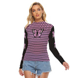 Kawaii Heaven Women's Honeycomb Butterfly Mesh Crop Top - Sexy Pink Long Sleeve Shirt