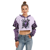 Kawaii Heaven Women's Cropped Fleece Hoodie with Hollow Sleeves, Warm FUR-Lined Fashion Top
