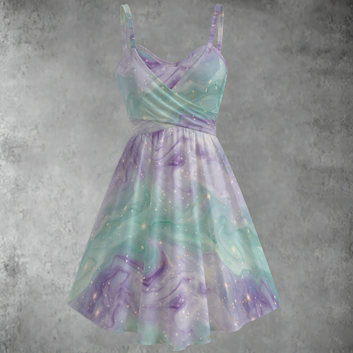 Pastel Galaxy Sundress – Sweetheart Neck Spaghetti Strap Dress