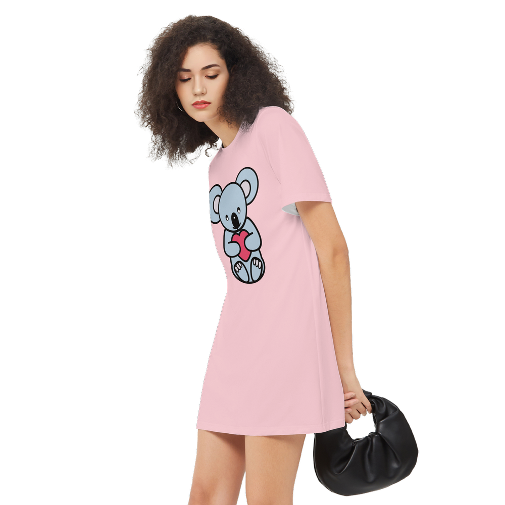 Cute Koala bear Short-Sleeve T-Shirt Dress-Heavyweight 225g