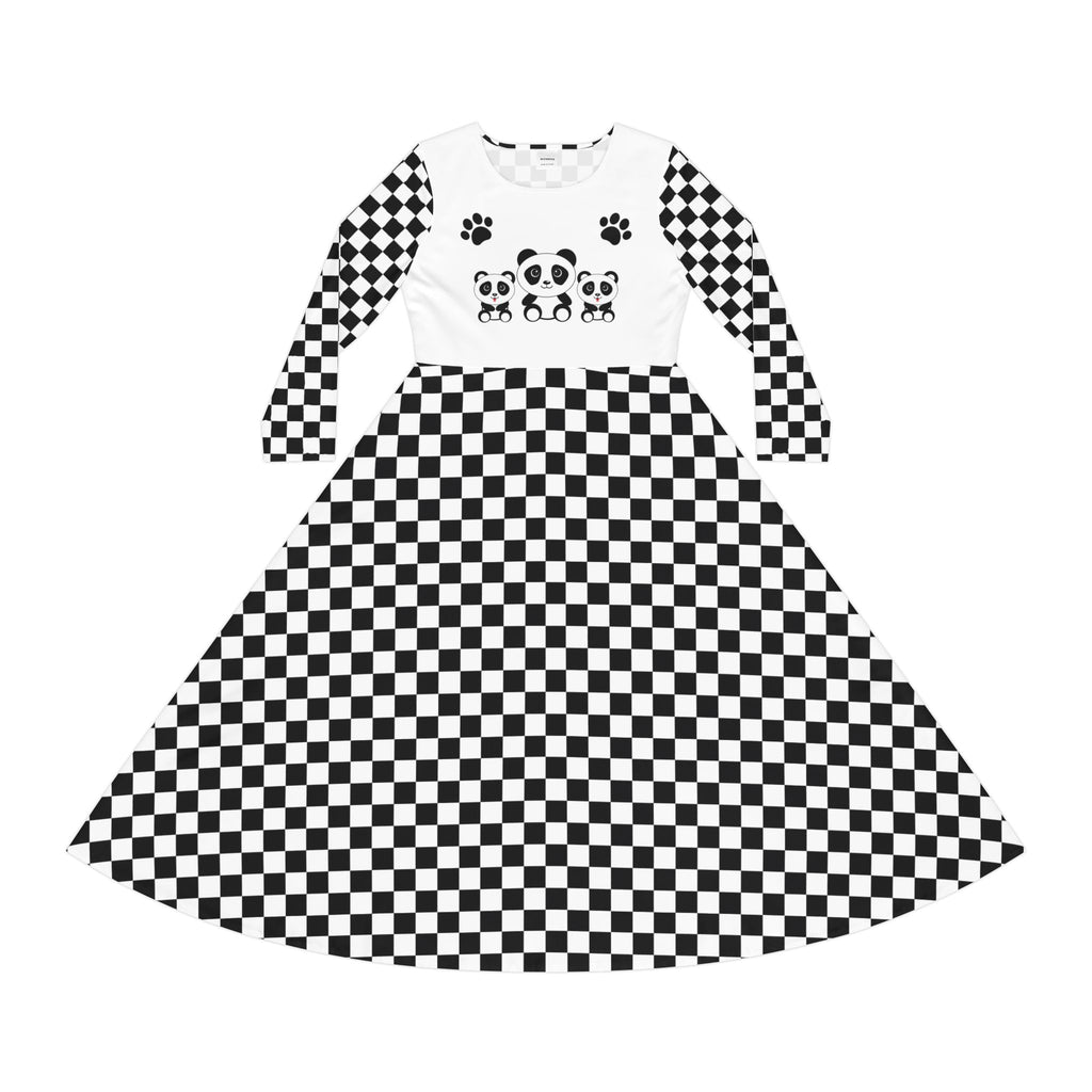 Kawaii Panda Bears Dance Dress, Cute Long Sleeve Women's Dance Outfit, Animal Lover Costume, Japanese Style Party Dress