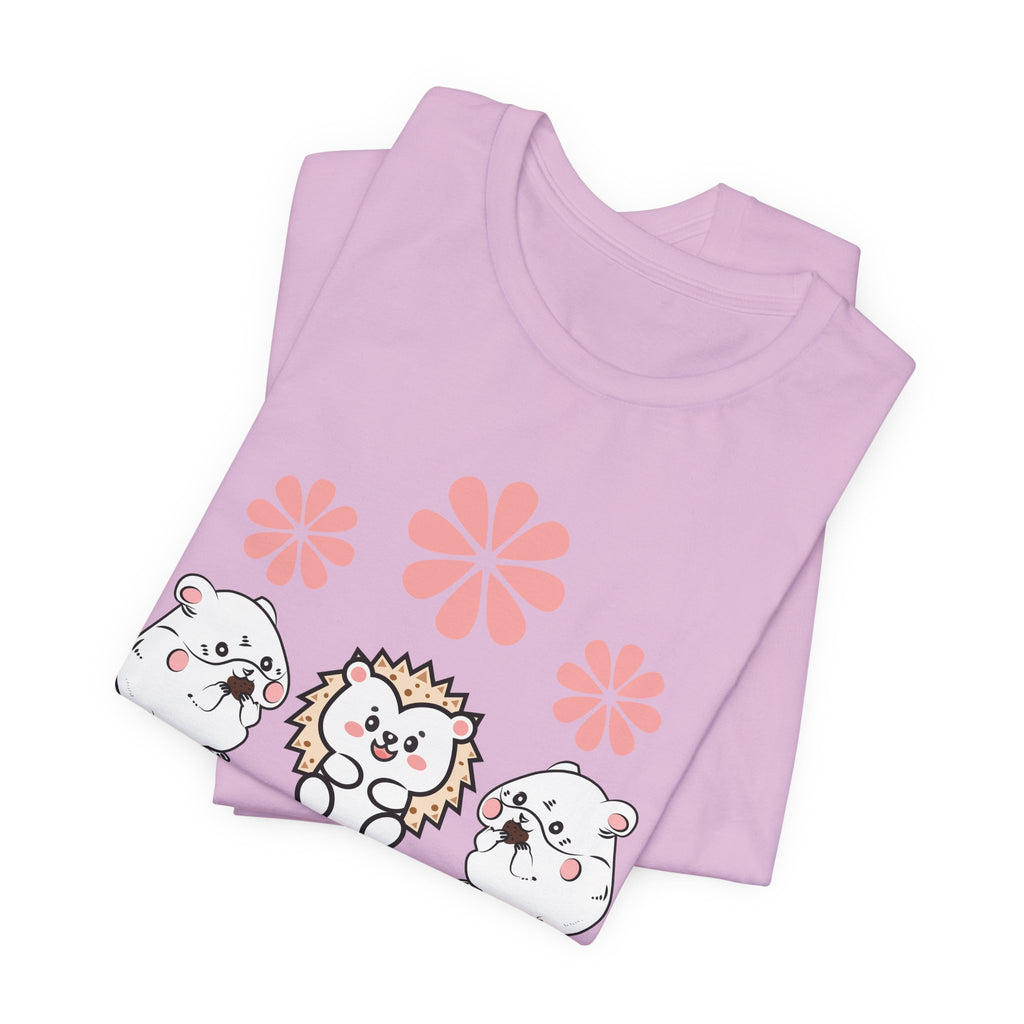 Cute Animal Tee - Hedgehog & Hamster Shirt - Happy Critter Top
