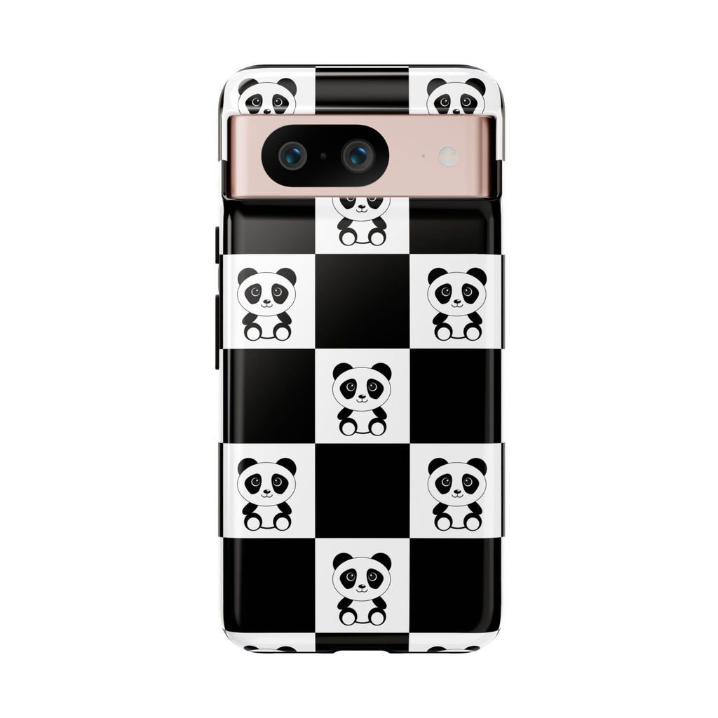 Panda Chessboard Tough Cases, Cute Panda Phone Covers, Chess Pattern iPhone Case, Board Games Phone Accessories, Animal Lover Tech