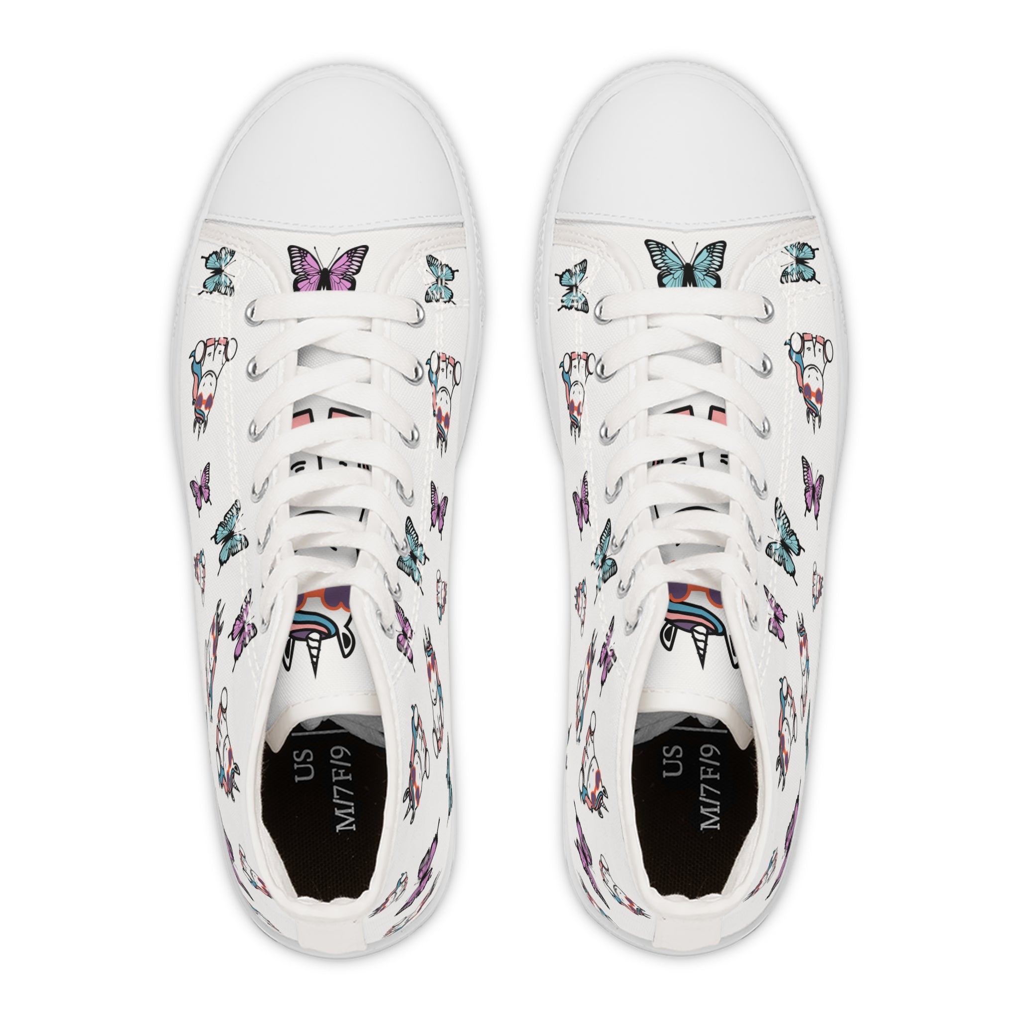 Kawaii Unicorn Women's High Top Sneakers, Cute Sneaker Shoes, Magical Fairy Tale Unicorn Footwear, Gift for Unicorn Lovers, Unicorn
