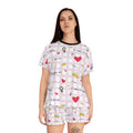 Cozy Hearts & Crowns Pajama Set, Sleepwear, Heart Print PJ Set, Women's Loungewear, Gift for Her, Cute Pajamas