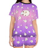 Pajama Set - Cute Panda Print Short PJ Set - Women's Sleepwear - Lounge Set