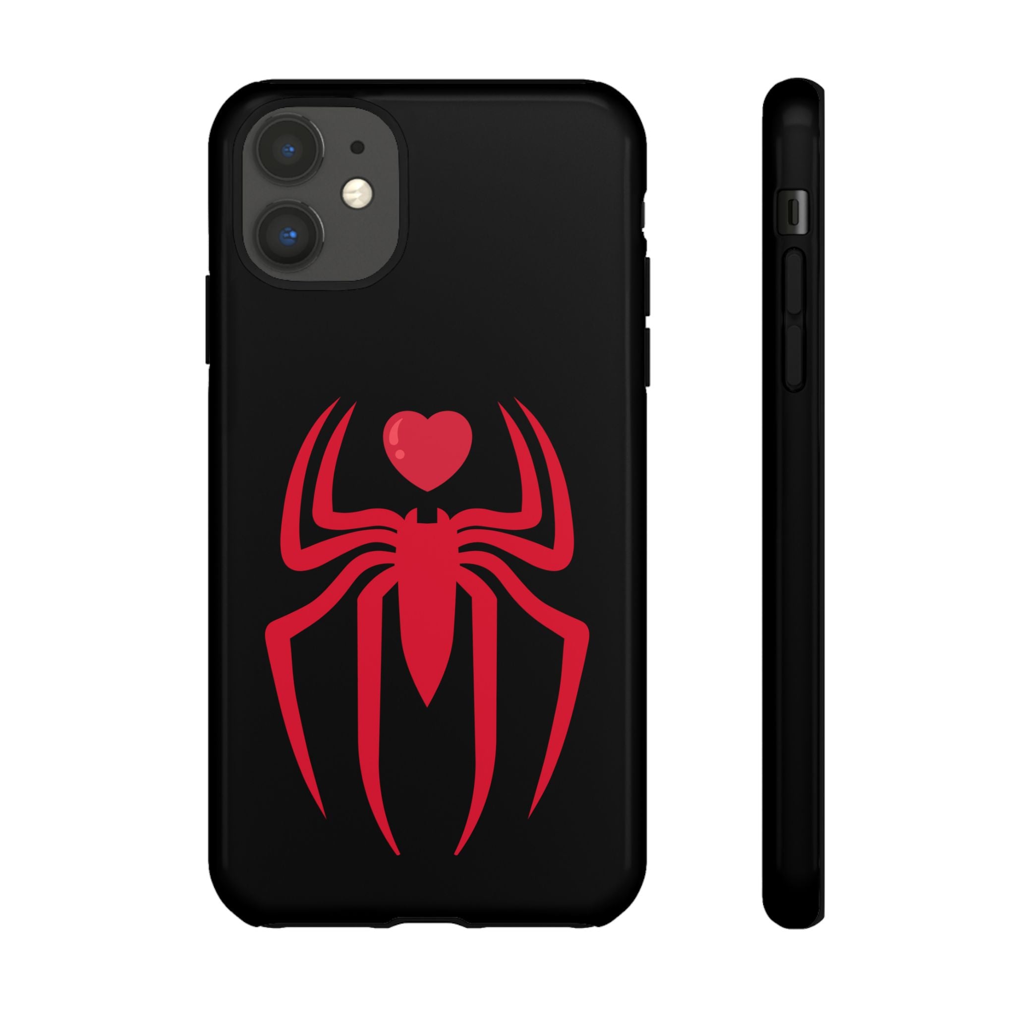 Red Spider Heart Tough iPhone Cases, Spiderweb iPhone Cover, Gothic Phone Accessories, Halloween Gift, Creepy Arachnid iPhone Protectors
