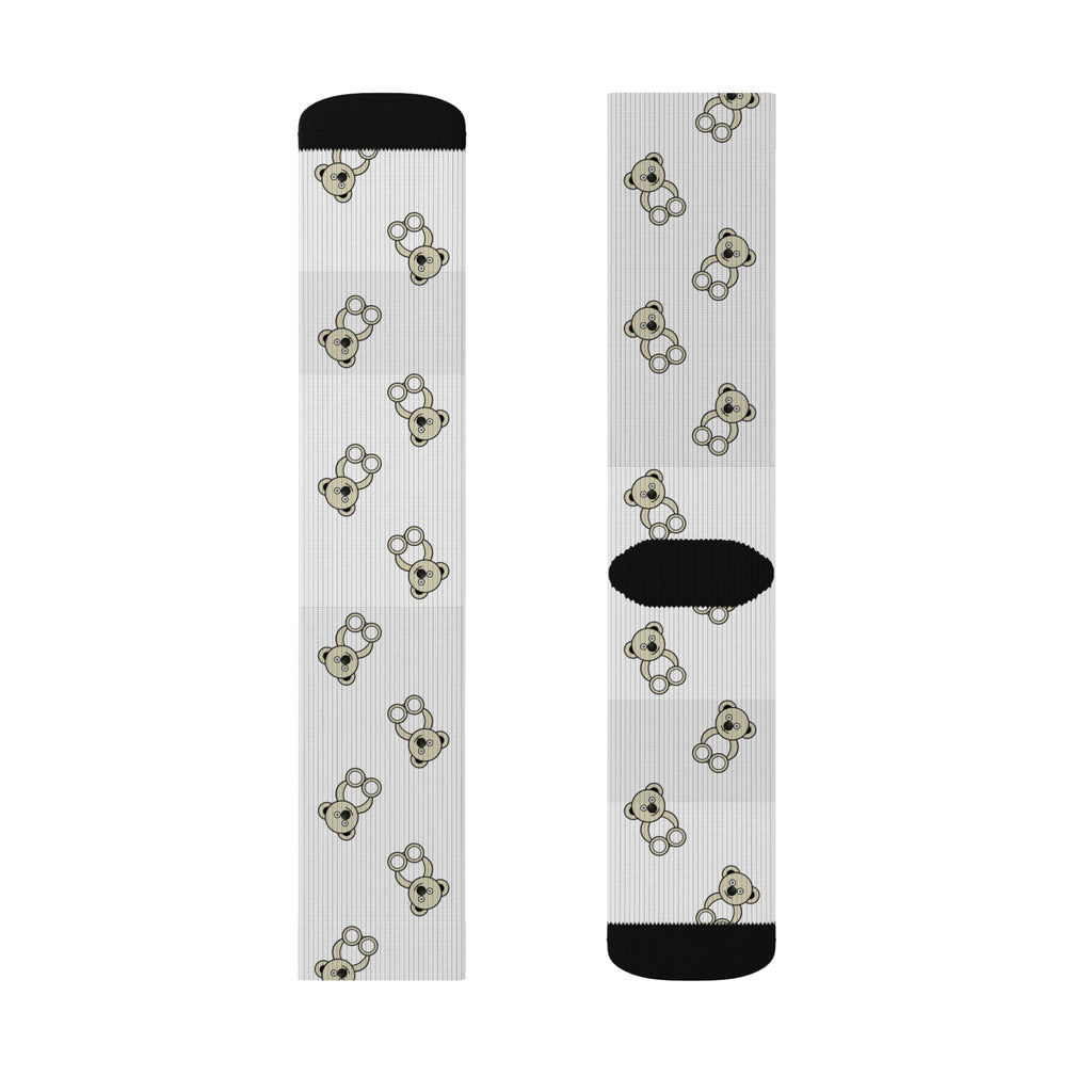 Cute Bears Sublimation Socks, White Bear Pattern Socks, Animal Lover Gift, Cozy Winter Socks, Unique Novelty Socks, Fun Sock Apparel