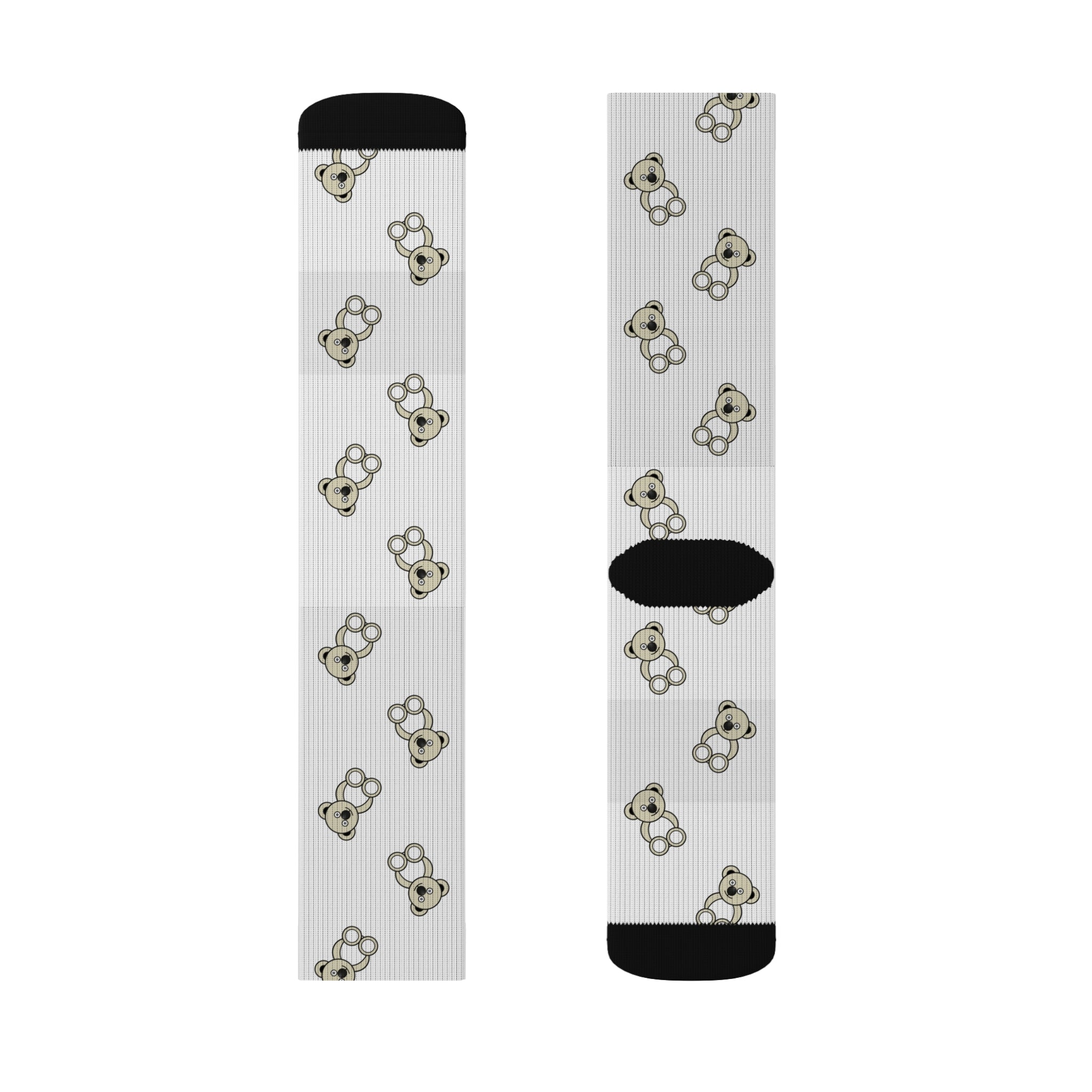 Cute Bears Sublimation Socks, White Bear Pattern Socks, Animal Lover Gift, Cozy Winter Socks, Unique Novelty Socks, Fun Sock Apparel