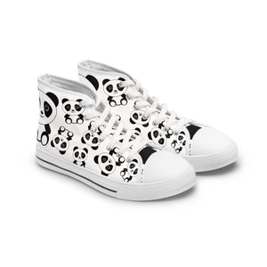 Kawaii Pandas High Tops, Cute Panda Shoes, Women's Fashion Sneakers, Animal Lover Gift, Fun Panda Design Footwear